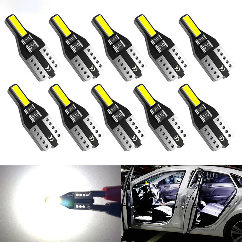 Lâmpadas T10 LED Canbus W5W para interior de automóvel, 10 peças, 168 194 6000K, luz de sinalização branca, para teto, leitura de placa de carro, 12V