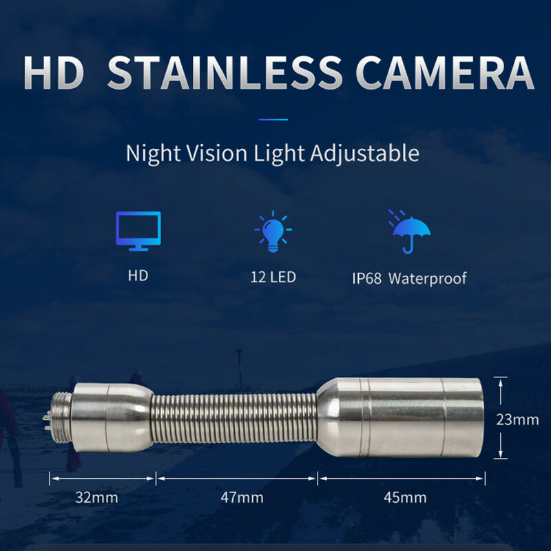 Syanspan 7 polegada monitor 20/50/100m câmera de vídeo de inspeção de tubulação, 23mm à prova dwaterproof água esgoto encanamento industrial endoscópio câmera