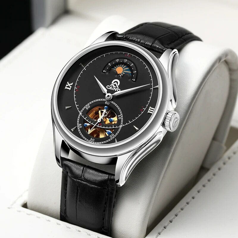 Luksusowa tarcza marki Hollow zegarek Tourbillon mężczyźni automatyczne mechaniczne męskie zegarki moda biznes wodoodporny zegar 2020 nowy