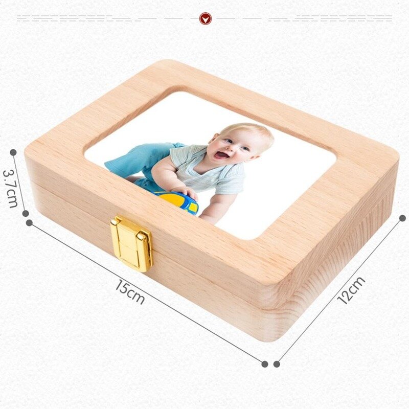 Baby Wooden Photo Frame Tooth Box Organizer Fetal Hair Kid Teeth Box Storage Infant Umbilical Keep Collect Child Souvenir Gift