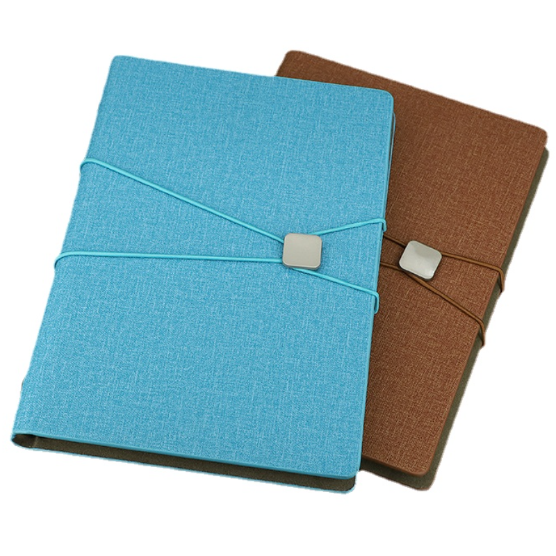 Carnet de notes en cuir pur avec boucles, 100 feuilles de papier, format A5