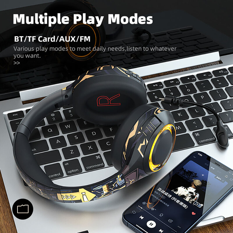 Novos fones de ouvido sem fio para jogos com bluetooth 5.1, headset intra-auricular com tempo de reprodução de 40mm e viva-voz para dirigir