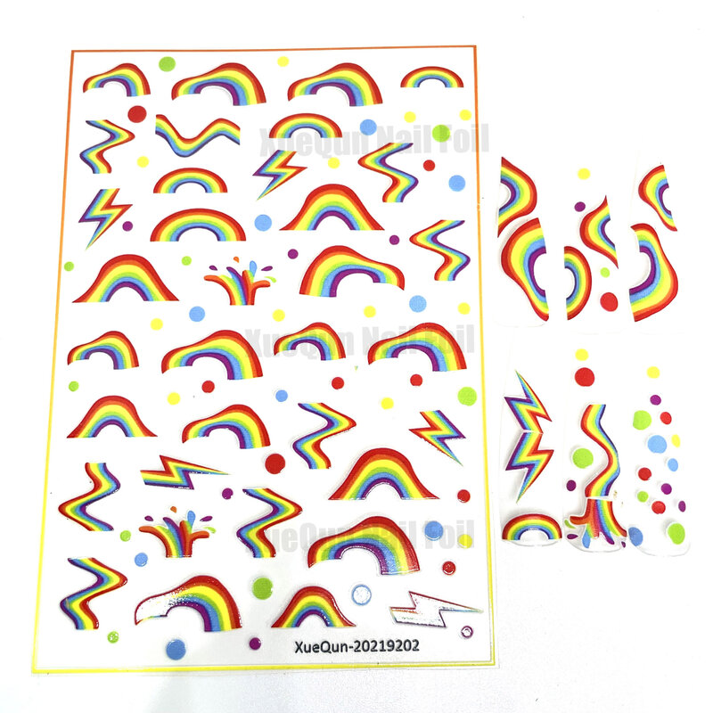 Pegatina de uñas de arcoíris, 5 piezas, XueQun-20219202