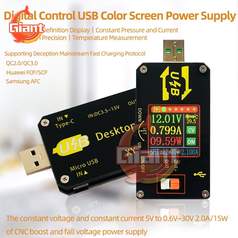 XY-UDP CNC USB Power Supply Buck Boost Constant Voltage Constant Current DC-DC USB Voltage Regulator Module Digital Color Screen