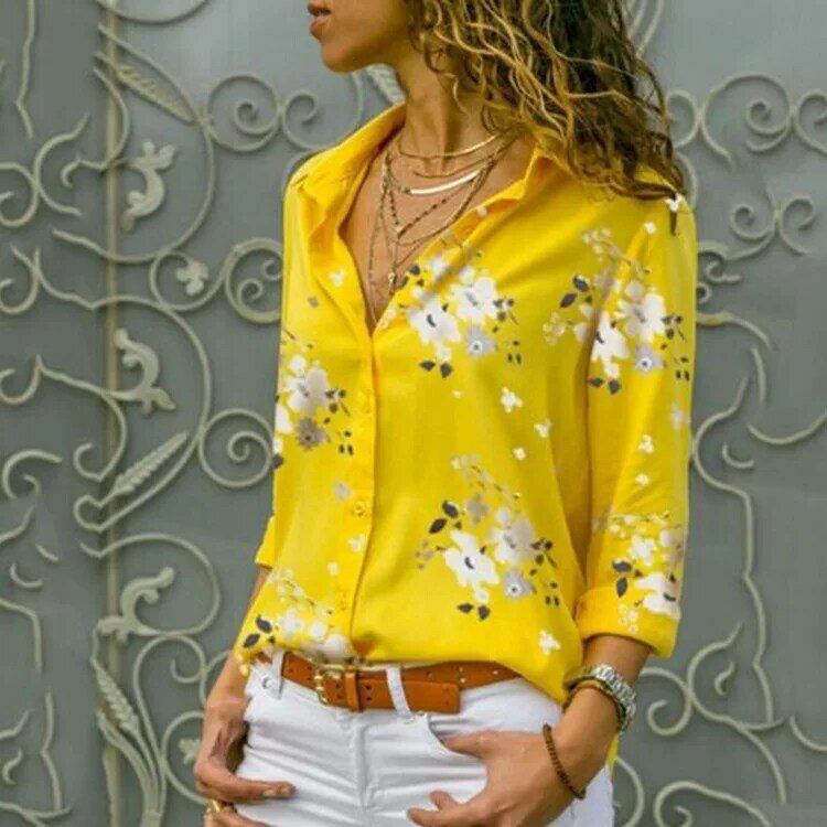 Женская винтажная блузка с длинным рукавом, хлопковая блузка с цветочным принтом, весна 2020
