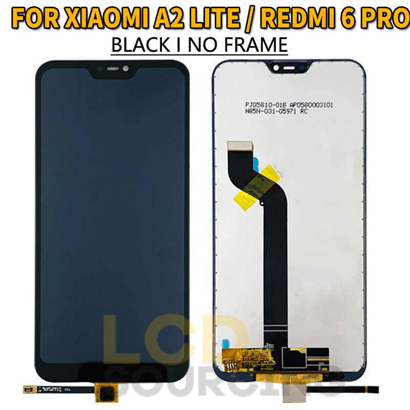 5.84 "LCDสำหรับXiaomi A2 Lite LCD Touch Screen Digitizer Assembly + กรอบสำหรับXiaomi Redmi 6 Pro Displayเปลี่ยน