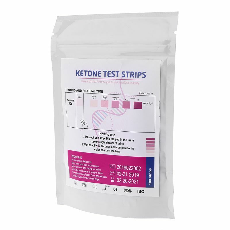 100 pz/borsa URS-1K Strisce Reattive Chetone Reagente Test di Urina Anti-vc Urinalysis Casa Ketosis Strisce Reattive Analisi