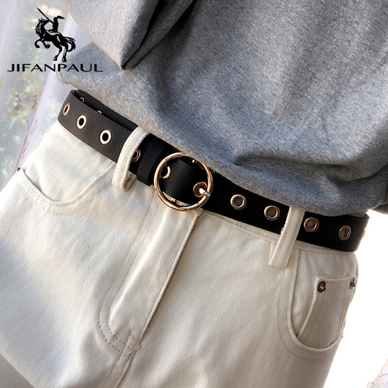 JIFANPAUL-Cinturón de moda de marca de lujo para mujer, Cinturón fino de aleación con hebilla de pin, dulce belleza, ajustable, para pantalones vaqueros, piezas a juego