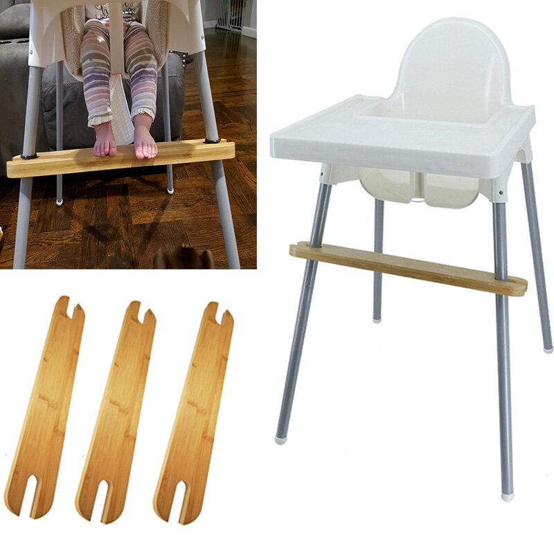 Reposapiés de bambú Natural para bebé, reposapiés de silla alta con anillos de goma, novedad de 2021