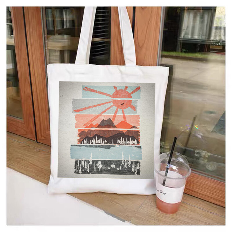 الرجعية الأدبية حقيبة قماش قابلة لإعادة الاستخدام المرأة حقيبة كتف الجمالية Harajuku حقيبة تسوق المتسوق السيدات حقائب اليد حمل الحقائب