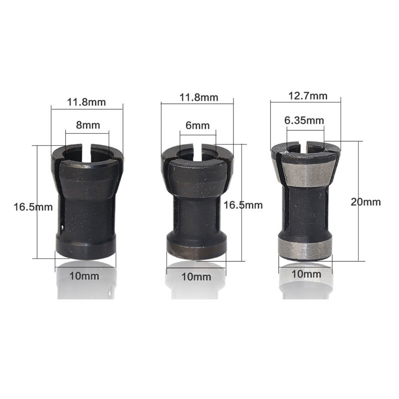 3pcs/lot High Precision Adapter collet shank router tool Adapters holder 6mm/6.35mm/8mm