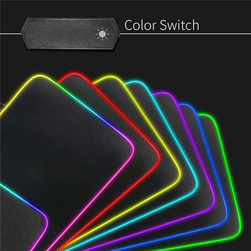 RGB игровой коврик для мыши, большой размер, красочный светящийся для настольного ПК, 7 цветов, светодиодный светильник, Настольный коврик, иг...