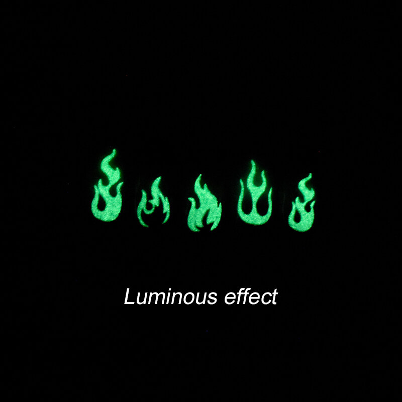 HNUIX 1Sheet 3D Luminous Nail Stickers Flame Star Heart Moon Summer Design Glow in Dark Neon Green Sliders Manicure Decorations