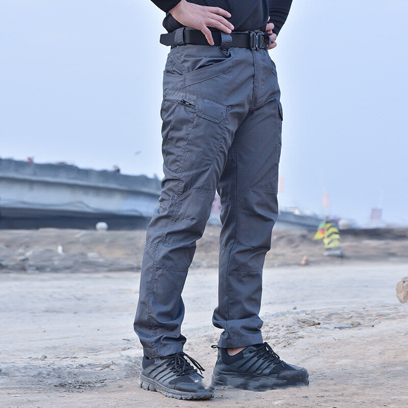 Для мужчин s Водонепроницаемый брюки-карго с эластичной резинкой с несколькими карманами военные мужские брюки для отдыха на природе, для б...