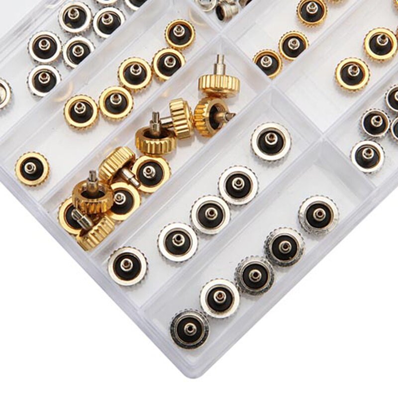 Charminer 60 Pcs Watch Crown for Rolex Copper 5.3mm 6.0mm 7.0mm Silver Gold Repair Accessories Assortment Parts