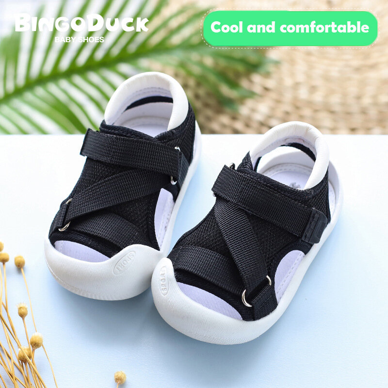 Sepatu Jalan Sandal Anak Perempuan 2021 Sandal Bayi Laki-laki Sepatu Pantai Sneakers Bayi Baru Lahir Balita Musim Panas Merah Muda Kanvas Hitam Abu-abu