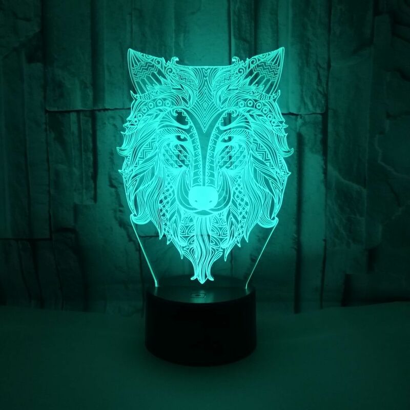 Wolf 3D Lamp Colorful Touch Remote Control LED Night Light Creative Animal Gift Toys Small Table Lamp Bedroom Decor Nightlight
