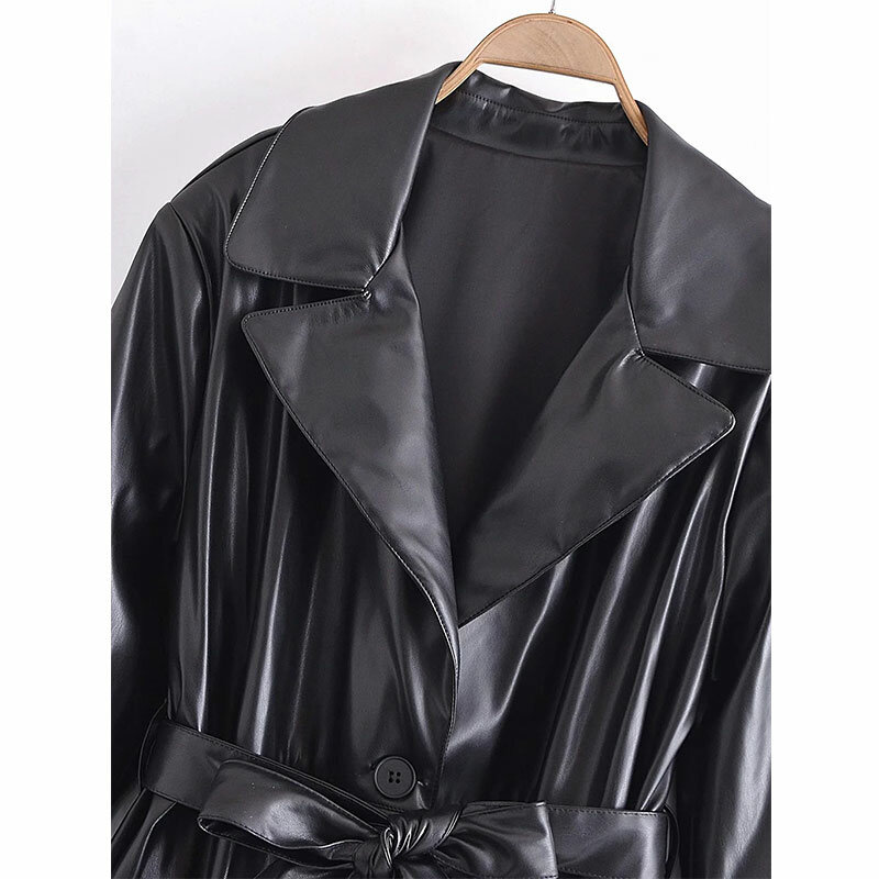 Nlzgmsj – Trench-Coat en similicuir pour femme, manteau Long et doux, surdimensionné, 2021, 202110