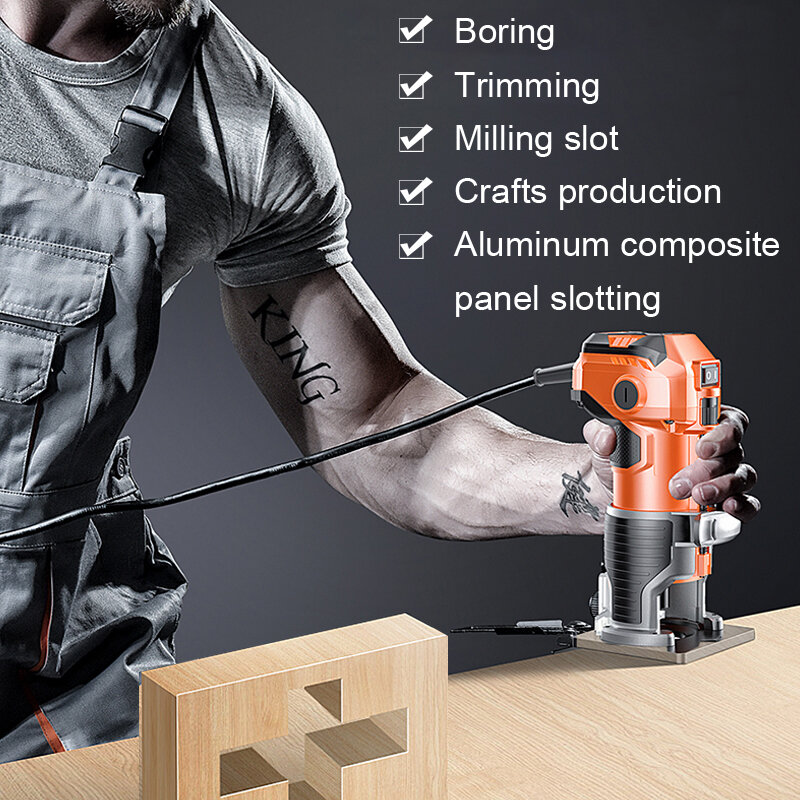 1280W 35000rpm Wood Trimmer Electric Trimmer Wood Milling Engraving Slotting Trimming Machine Hand Carving Machine Wood Router