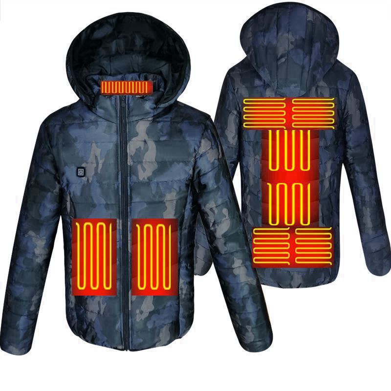 Chaquetas cálidas de camuflaje para hombre, ropa acolchada con calefacción por USB, termostato inteligente, Color camuflaje, con capucha, Invierno