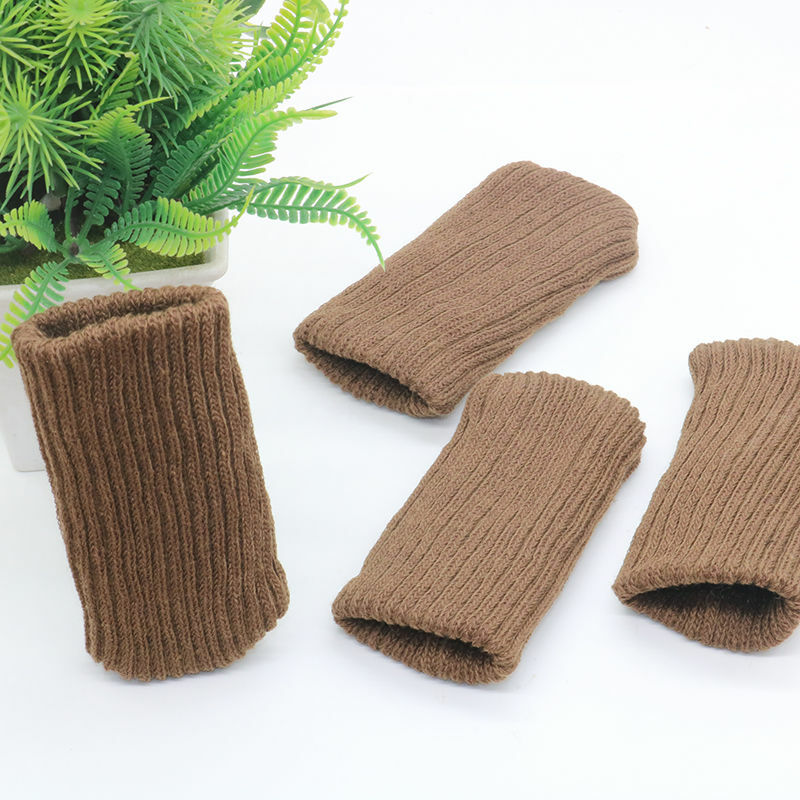 4pcs/Lot Large Knitted Chair Leg Socks Dining Table Foot Cover Furniture Foot Mat  Floor Protector Stool Sofa Chair Leg Caps