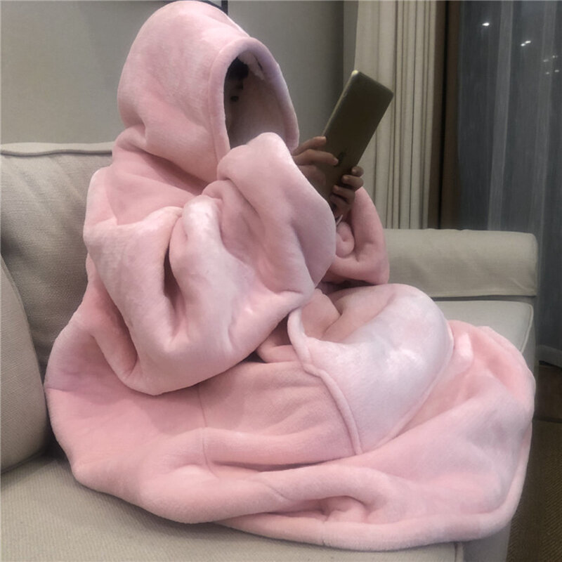 Warm Thick TV Hooded Sweater Blanket Unisex Giant Pocket Adult and Children Fleece Weighted Blankets for Beds Travel home