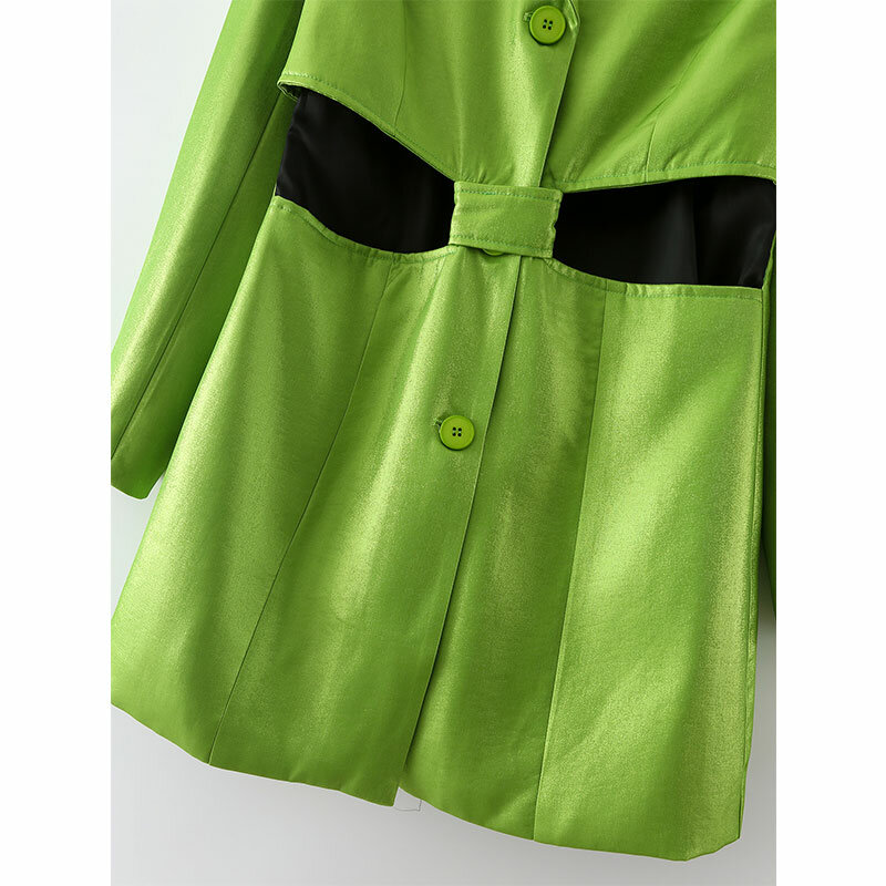TRAF Za – Costume pour femme, Blazer, taille ajourée, manteau, collection printemps-automne 2022, 202111