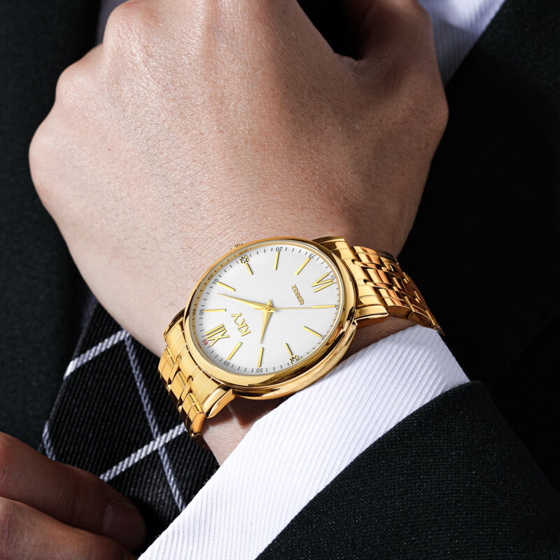 Пара золотых часов KKY, новые часы 2021, мужские часы, Роскошные Кварцевые женские водонепроницаемые наручные часы, женские модные повседневны...