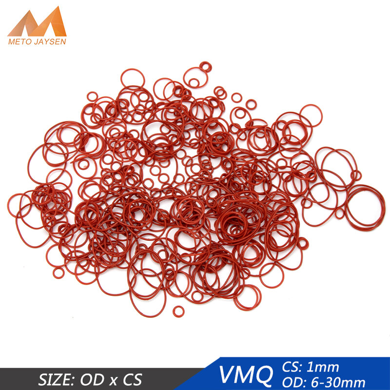 20Pcs Vmq Siliconen Rubber Afdichting O-Ring Vervanging Rode Zegel O Ringen Pakking Washer Od 6Mm-30Mm Cs 1Mm Diy Accessoires S72