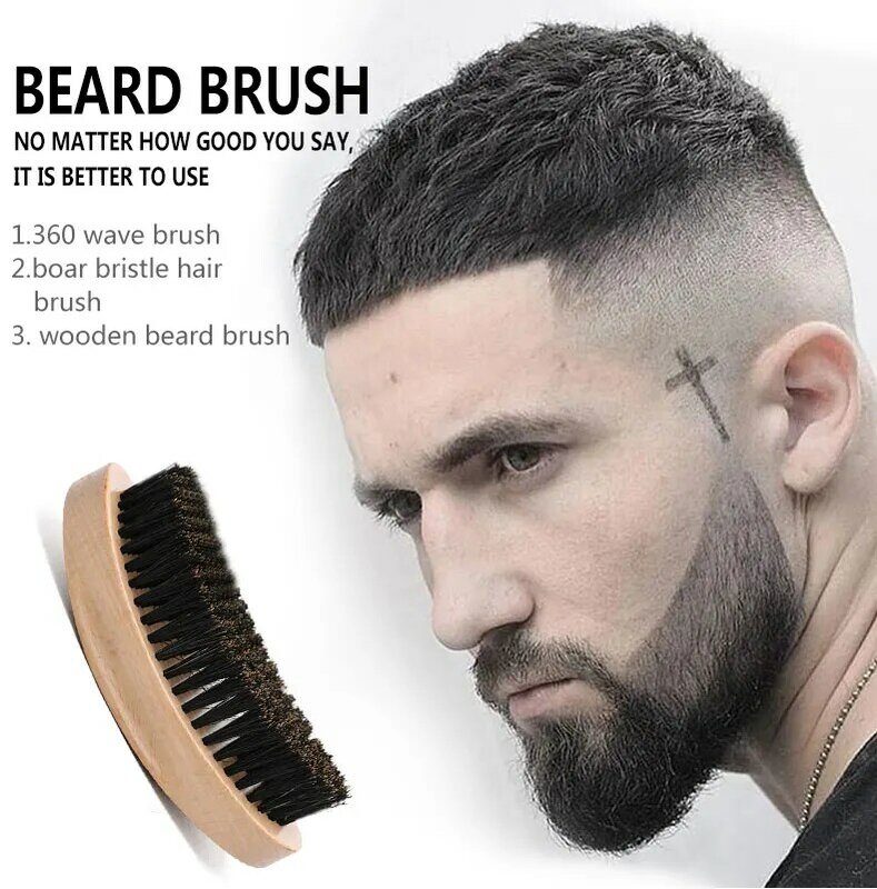 Abeis Torino Pro 360 Wave Brush naturalnie drewniane mężczyźni szczotka do brody szczotka do włosów z włosia dzika fryzjer wąsy grzebień szczotka do brody dla mężczyzn
