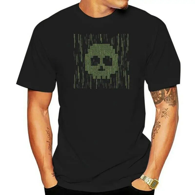 Custom Aangepaste Schedel Hacker T-shirt Voor Heren Brief Anti-Rimpel Komische Mannen T-shirts Streetwear Pop Top Tee