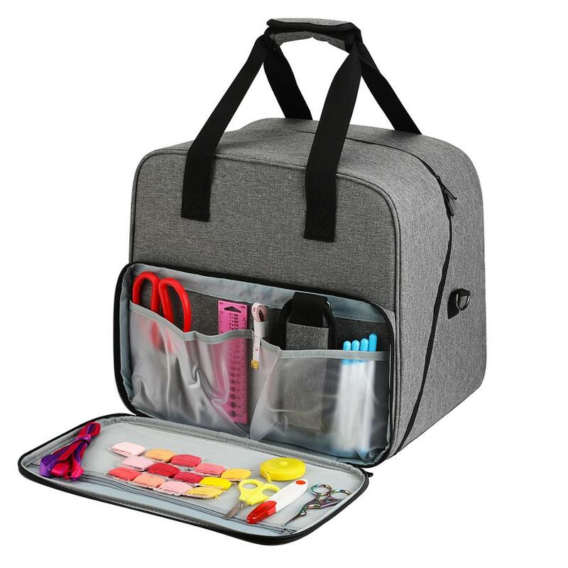 NEW2022 대형 재봉틀 가방 그레이 컬러 스토리지 가방 토트 바느질을위한 다기능 휴대용 여행 홈 주최자 가방