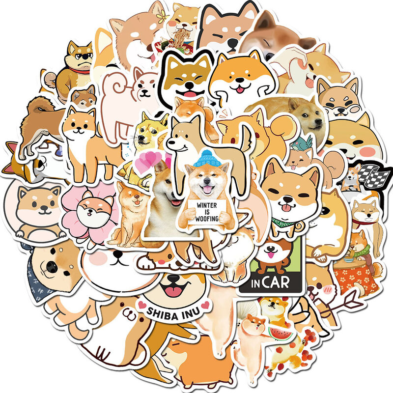 50PCS Lovely Japanese Shiba Inu Dog Animal Stickers for Kids DIY Stationery Scrapbook Laptop Guitar Suitcase Cute Puppy Sticker