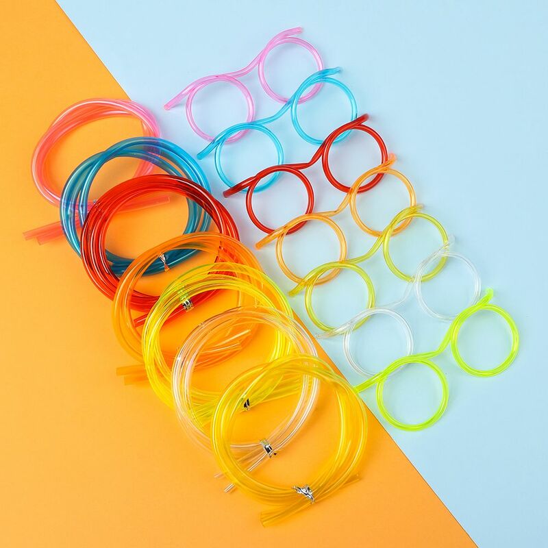 Funny Soft PVC Straw Glasses Flexible Drinking Straws Kids Party Bar Supplies DIY Accessories
