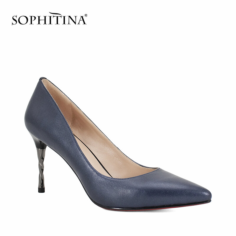 SOPHITINA – escarpins en cuir véritable à bout pointu, chaussures de soirée, élégantes et Sexy, à très haut talon spiralé, peu profondes, nouvelle carrière, W18