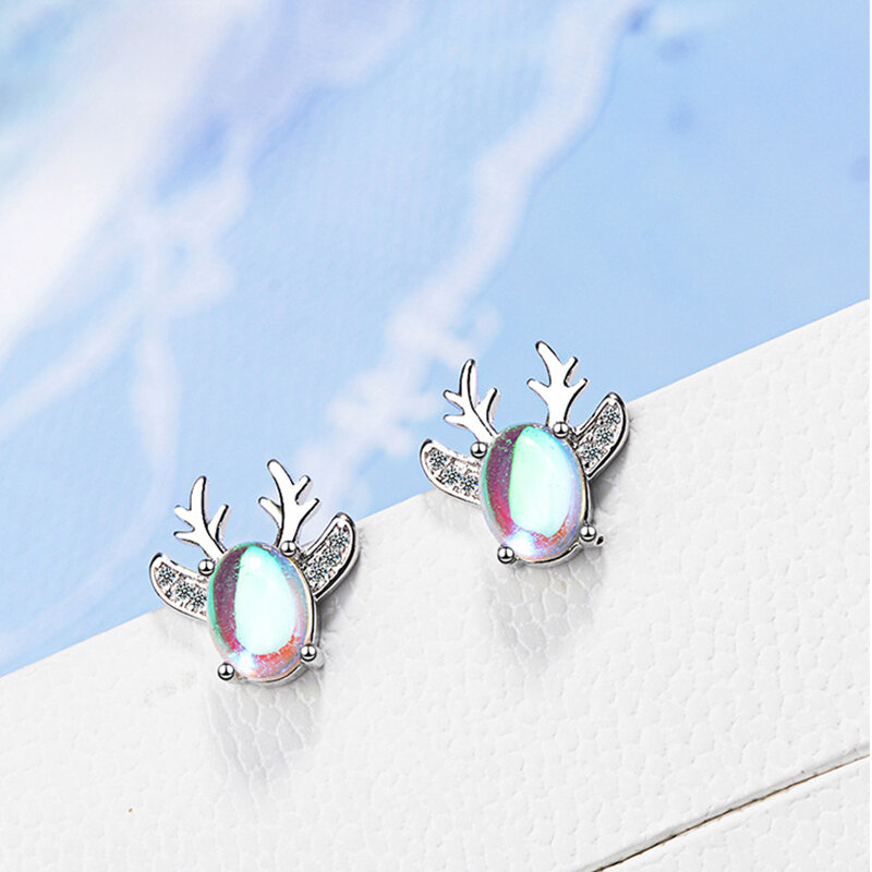 Koudoun – boucles d'oreilles en diamant pour femme, bijou en bois, pierre de lune, Design de personnalité, Elk, Niche, vent froid
