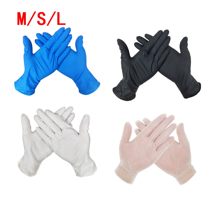 In Stock Disposable Gloves  20pcs Optional Household Cleaning Washing Nitrile Laboratory Nail Art Tattoo Anti-Static Gloves
