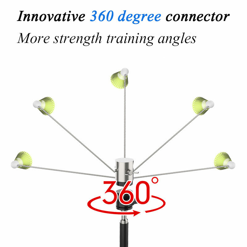 แบดมินตันอุปกรณ์การฝึกอบรม Singles Rebound Exerciser เสริมอุปกรณ์การฝึกอบรม Power เทรนเนอร์นวัตกรรม360องศา