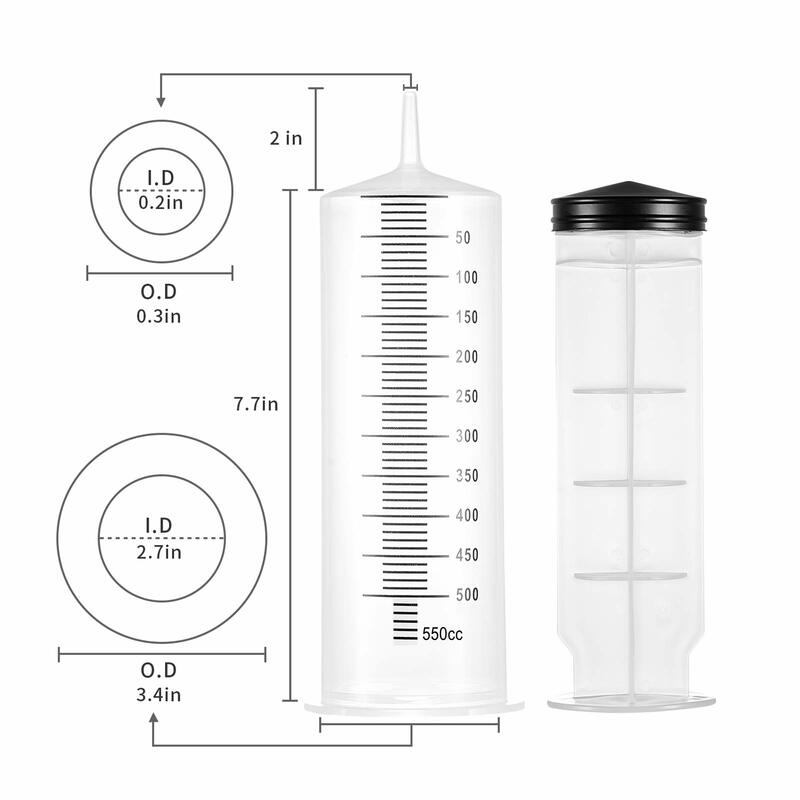Siringa in plastica con tubo-siringa Extra Large da 500ml con tubo sicuro e sigillato individualmente-ideale per uso industriale,