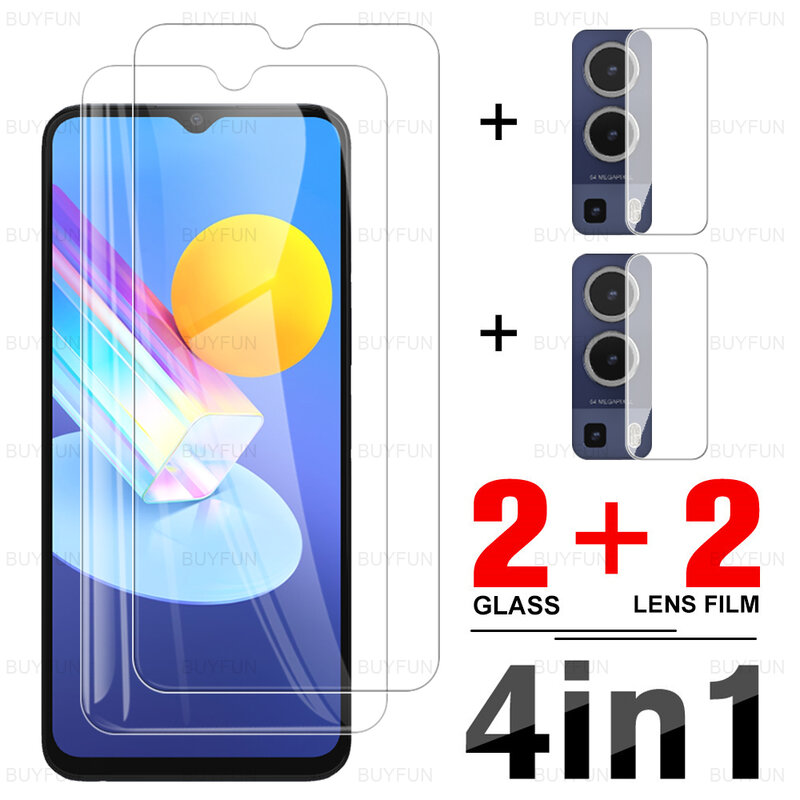 Vidrio Templado 4 en 1 para Vivo Y72 Y52 5G, película protectora de lente de cámara para Vivo Y 31 51 20 20i 1S 11 2019, Protector de pantalla de vidrio