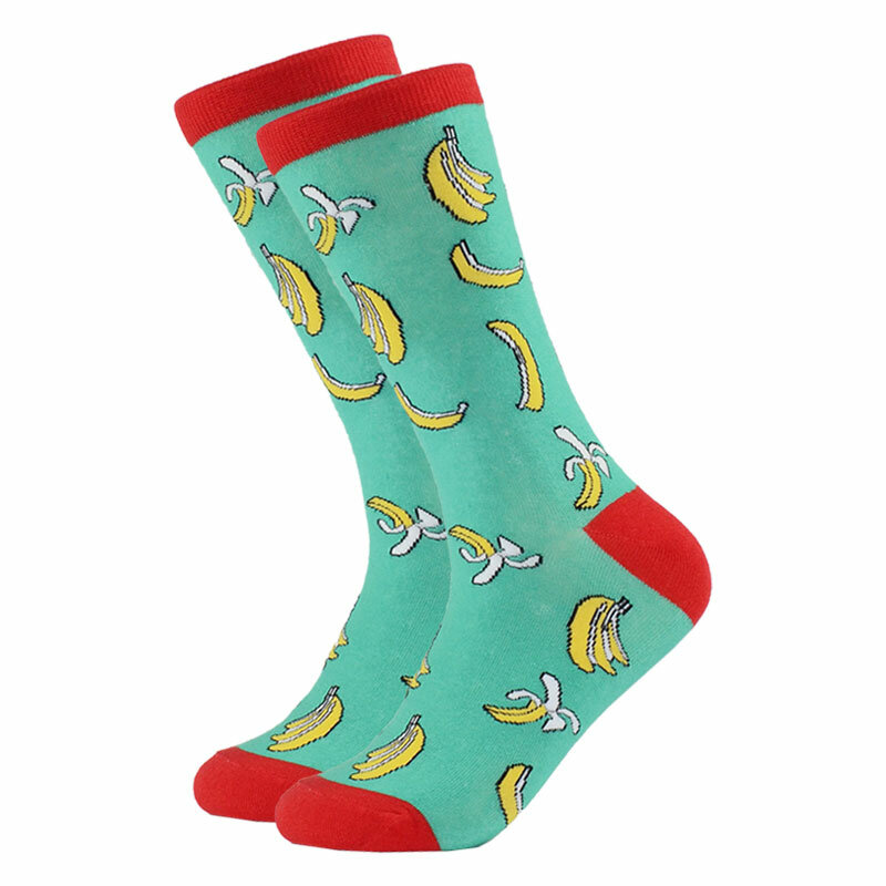 Happy Men – chaussettes amusantes en coton pour hommes, motif de fuite de pastèque, nouveauté créative, dessin animé, cadeaux de noël