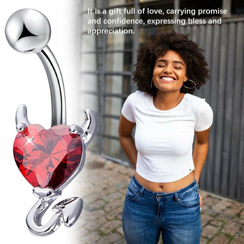 1 Pcs Navel Belly Button Ring Glitter Love Heart Decor Piercing Jewelry Navel Nail For Women Jewelry