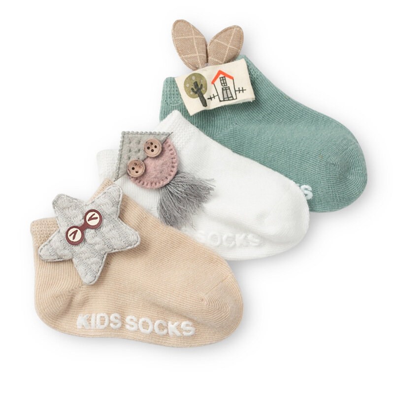 3 Pair / Lot Baby Socks Cute Cartoon Socks Newborn Infants Boat Socks Antislip Socks Accessories Decorative Socks