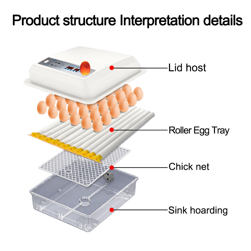 Incubadora de huevos automática, máquina de incubación comercial totalmente automática, 6-16, 110V