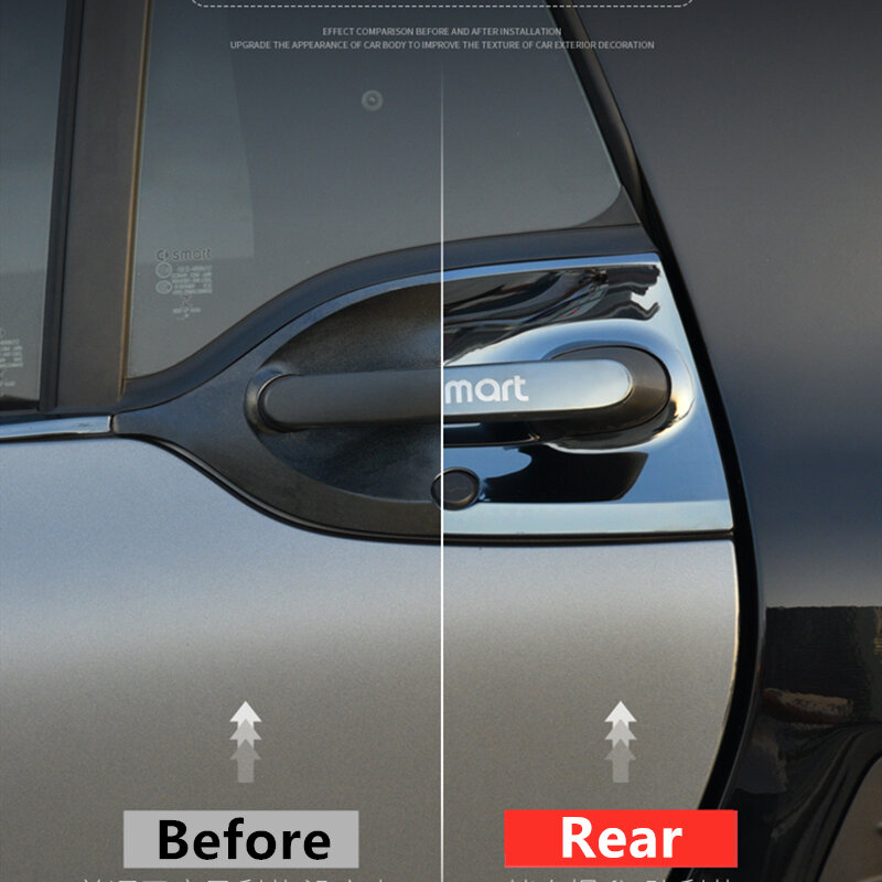 Autocollant de protection pour poignée de porte, pour smart 453 fortwo, coque décorative en acier inoxydable, accessoires pour extérieur de voiture