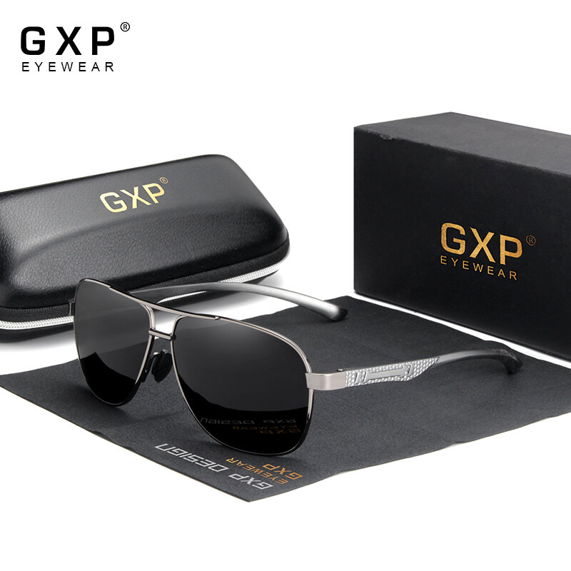 Gxp-メンズ偏光サングラス,uv400レンズ付きファッショナブルなサングラス,レトロなアビエイタースタイル,デザイナーブランド,スポーツや休暇に最適