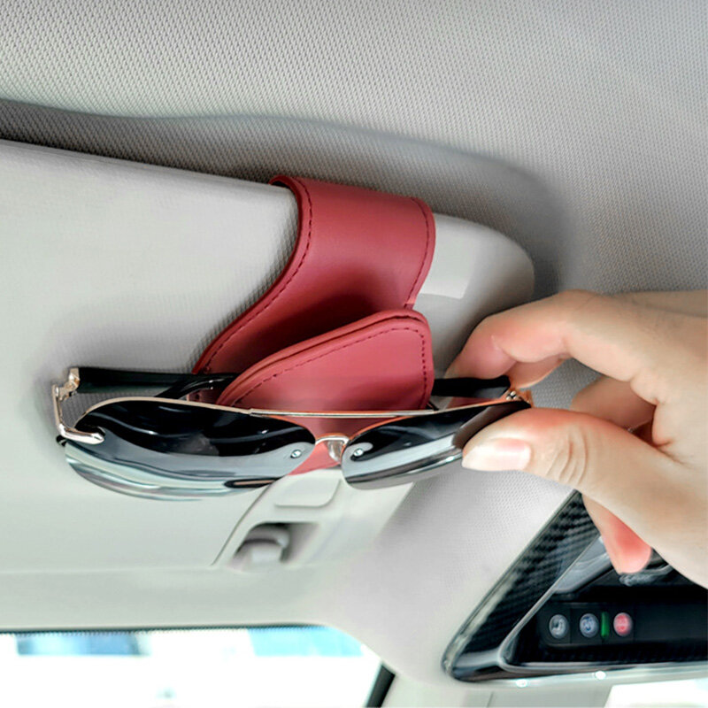 Car Sun Visor Clip Glasses Frame Leather Multi-function Bill Card Holder Car Sunglasses Frame