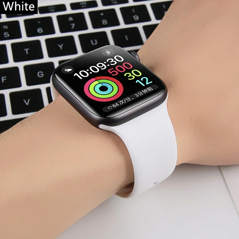 Correa de silicona para Apple Watch, banda de goma para reloj inteligente iWatch serie 3 4 5 6 se, 40mm, 44mm, 38mm, 42mm y 44mm