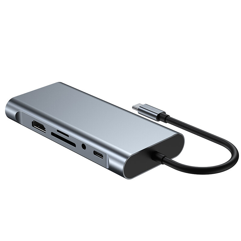 Док-станция с USB Type C на HDMI, подходит для RJ45, 5/6/8/11 портов, PD, TF, SD, AUX, Φ 3 0, разветвитель для MacBook Air Pro, хаб для ПК