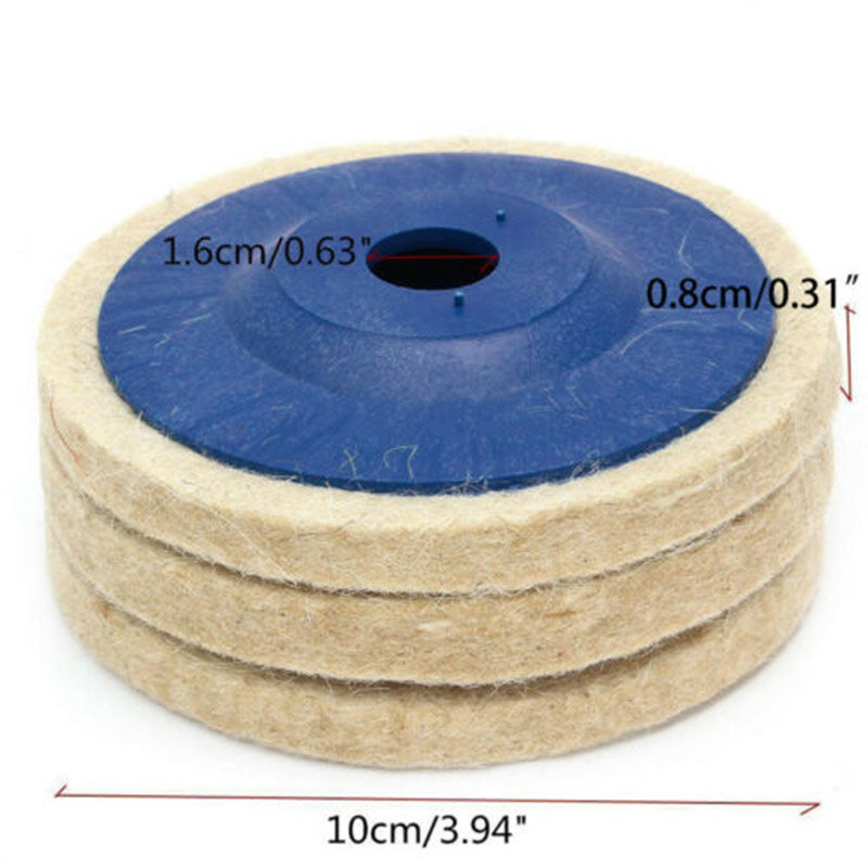 Almohadillas redondas de lana para pulir, juego de discos de fieltro, 3x100mm, 4 pulgadas